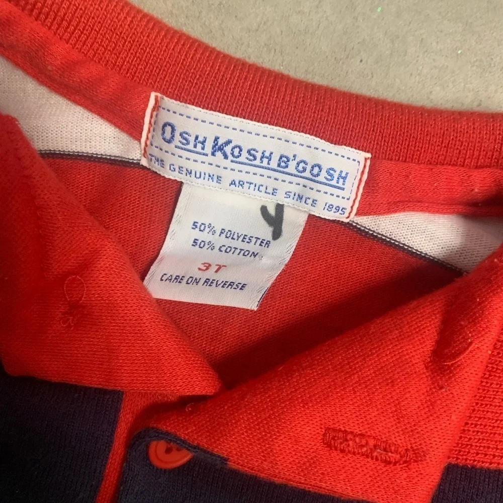 Vintage 80’s OshKosh B'gosh Red and Green Striped Polo Shirt